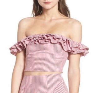 Anzio Off-the-Shoulder Ruffle Crop Top